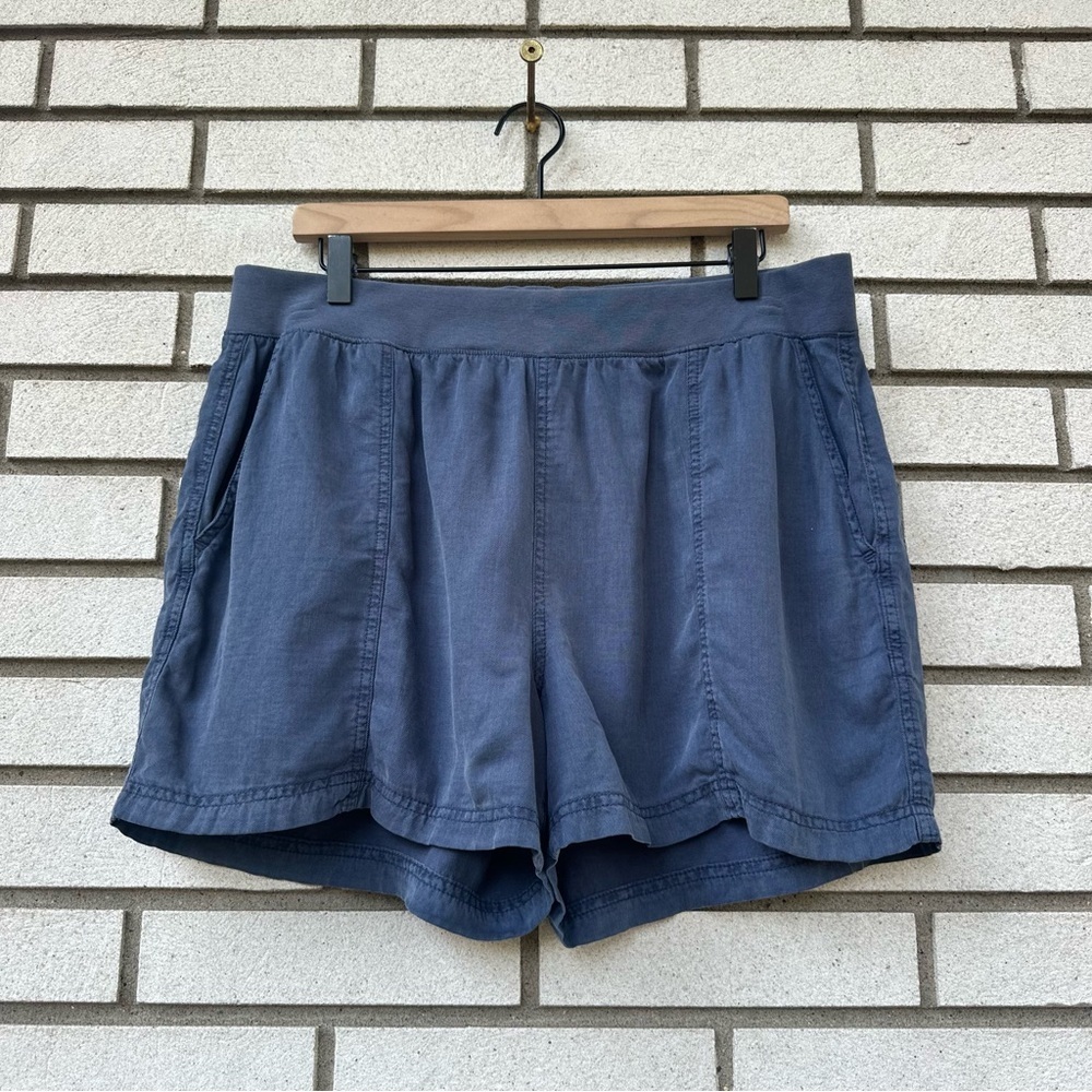Faherty Arlie Day Pull On Shorts XL Navy Tencel Linen Blend Pockets Casual